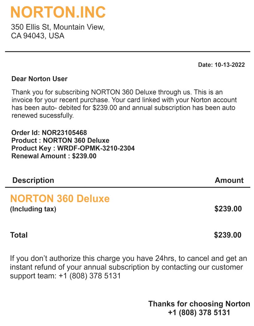 New Fake Norton Invoices OIT Brown University