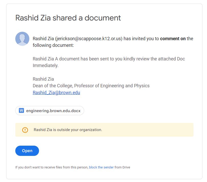 Screenshot of Rashia Zia shared a document image, showing above content